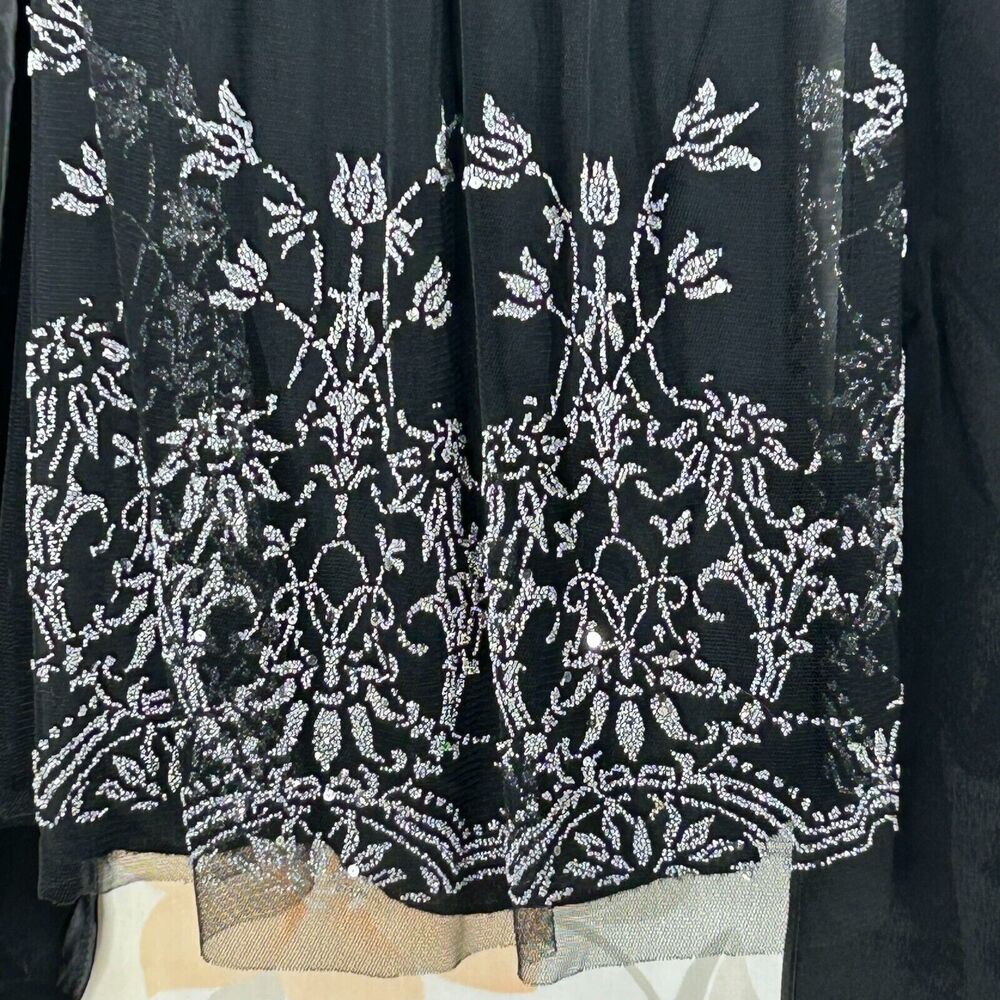 Taboo Dress Womens Small Black Floral Beaded Sleeveless Chiffon Tie Back - Picture 5 of 14